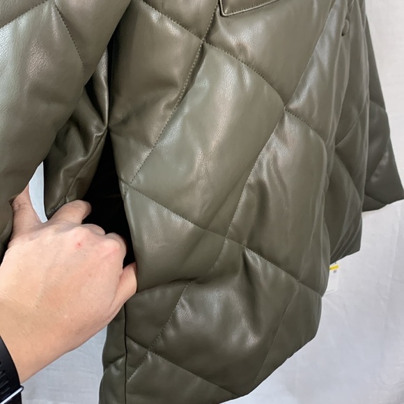 Calvin Klein Green Faux Leather Quilted Coat- NWT - Picture 8 of 17